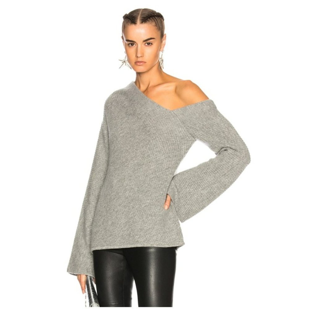 A.L.C. Charly Wool Blend One-Shoulder Sweater Gray